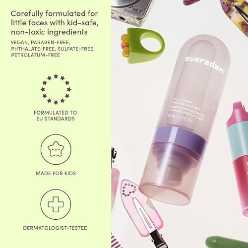 Evereden Kids Multi-Vitamin Hydrating Face Mist | Nourishing Face Spray, Preppy Skincare Essential for Ages 6+ | Clean Formula Safe for Sensitive Skin | Multi-Vitamin Complex, Peach & Mango Juice thumbnail 5