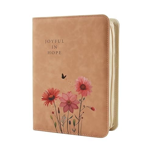 Bible Cover Case for Women,PU Leather Bible Case,Church Bible Bag Carrying Case Accessories Study Supplies with Zippered Pocket(Floral Pattern, 10.5 x 7.6 x 2.1 inches) - Image 1