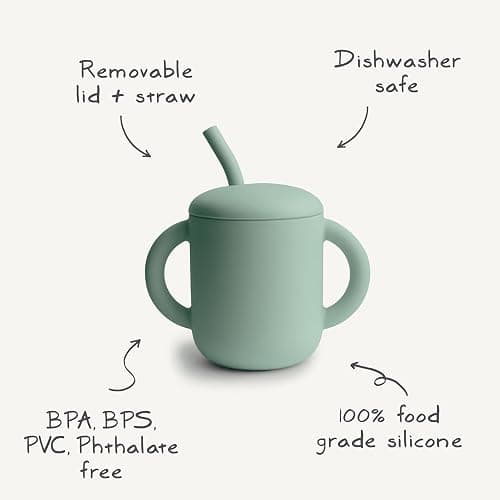 mushie 100% Silicone Training Cup & Straw for Toddlers | 6 Months+ (Ivory) thumbnail 3