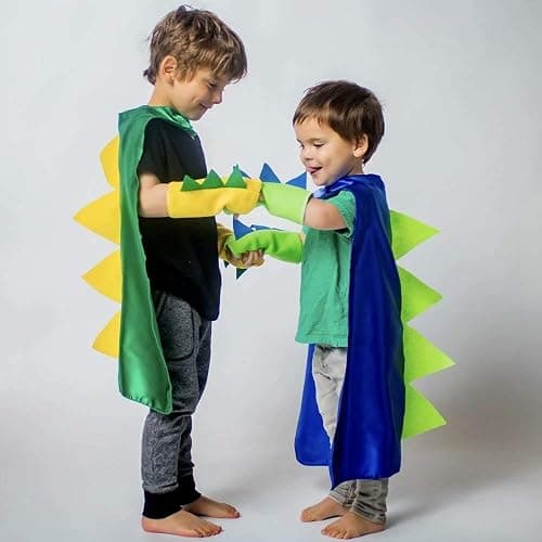 QIAONIUNIU Dinosaur Dragon Cape and Gauntlets, Halloween Costume 2-6 Years Old Color Green thumbnail 3