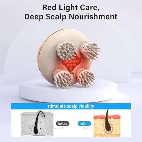 arboleaf Electric Scalp Massager, Waterproof Head Massager with Replacement Silicone Heads for Hair Growth, Handheld Massager for Head Body Relaxation, Stress Relief and Hair Care, Gifts for Women Men thumbnail 4