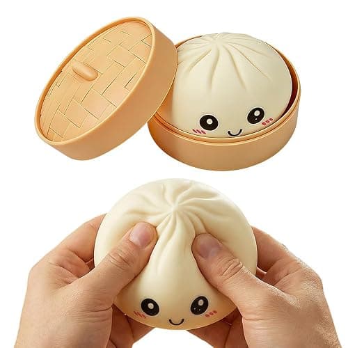 Dumpling Squishies, Handmade Pressure Relief Balls, Dumpling Squishy Big Bun Squeeze Dough Ball Stress Relief Fidget (Light Beige) thumbnail 4