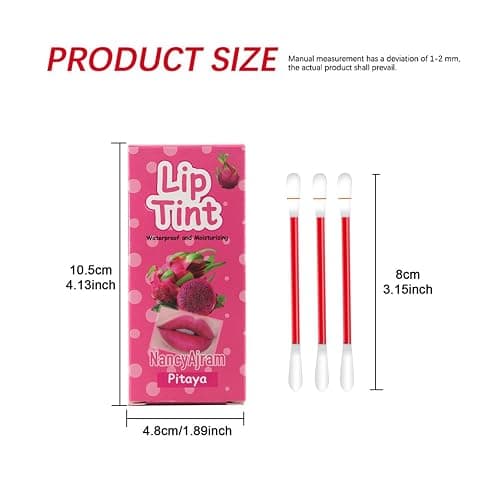 SWETIYOU Lip Tint Cotton Swab, 20 Pcs Waterproof Non-Stick Cotton Swab Lipstick Long Lasting Q Tip Lip Tint Stain, Cute Lip Makeup Products(Pitaya) - Pitaya thumbnail 6