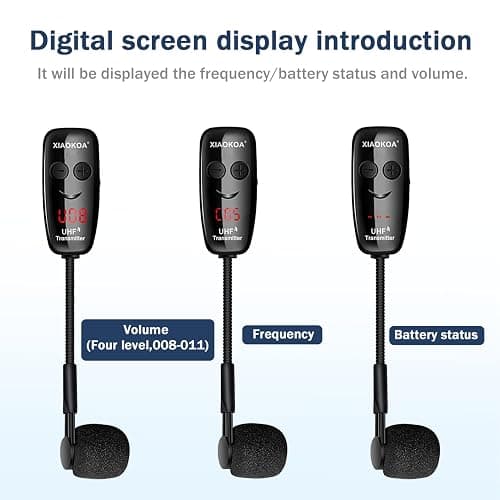 Wireless Saxophone Microphone, UHF Microphones for Sax, Charging Clip Mic with Digital Display, for Trumpet Tuba Trombone Cornet FrenchHorn Instrument Practice Teaching Street Bars Stage Performance thumbnail 5