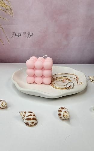 2 Pack Bubble Candle - Handmade Decor Candle, Natural Soy Wax Candle, 3D Cube Candle (white & pink) thumbnail 3