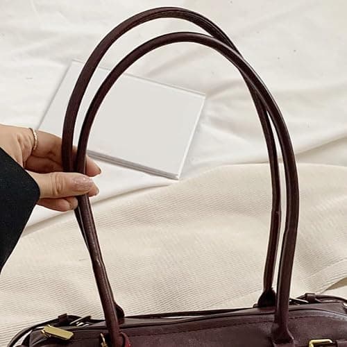 ALINUOYQ Boston Shoulder Bags for Women PU Leather Tote Bag Casual Bowling Bag Purse Retro Underarm Bag thumbnail 6