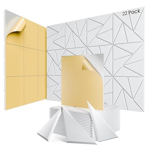 22 Pack Acoustic Panels with Self-Adhesive, 12"X 12"X 0.4"Sound Proof Foam Panels, Sound Panels High Density, Soundproof Wall Panels for Home Studio Office-White - Image 1