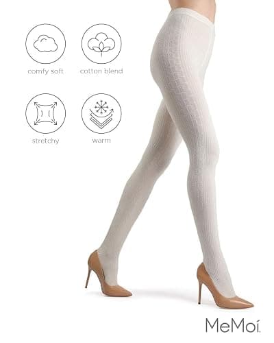 MeMoi Portland Cable Knit Sweater Tights, Warm Opaque Winter Tights thumbnail 5