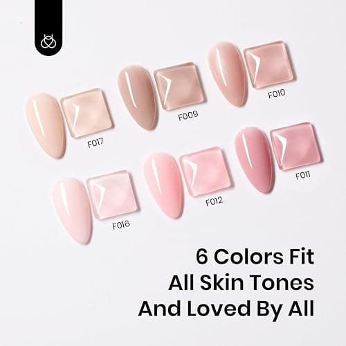 Beetles Base Color Gel Nail Polish, 6 Colors Nude Gel Polish Pink Peach Pink Nail Polish Neutral Sheer French Tips Base Colors for Nails Base Coat Soak Off Nail Art Manicure DIY at Home Gift for Women thumbnail 5