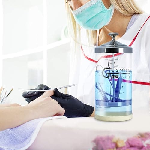 Gusnilo Barber Sanitizer Jar (30 Oz) with Stainless Steel Tray – Ideal for Spa, Salon & Nail Tools thumbnail 2