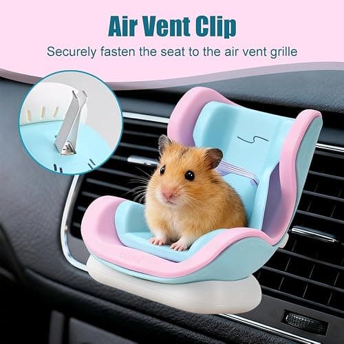 Hamsters Car Seat,Adjustable Leash Gerbils Car Vent Holder Includes Vent Clip & Magnetic Base for Hamsters Guinea Pigs Mice Small Animals thumbnail 3