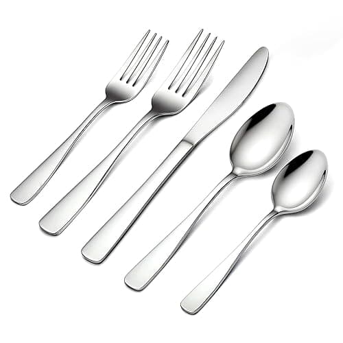 BEWOS 20 Piece Silverware Set - Stainless Steel Silverware Sets for 4 Include Spoon, Forks, Knives, Mirror Polished Flatware Set for Home, Kitchen, Restaurant, Dishwasher Safe - Image 1