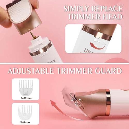 Ufree Electric Shaver Razors for Women Pubic Hair, Bikini Trimmer for Face and Body Hair, Wet & Dry Use Groomer, Hair Trimmer, Birthday Gifts for Women, Gold thumbnail 6