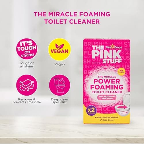 Stardrops - The Pink Stuff Bathroom Cleaning Kit – Cleaning Paste, Bathroom Foam Spray, Toilet Foaming Powder, SQeeZY Sponge & 3 Microfiber Cloths – Tough on Stains, Grease & Soap Scum thumbnail 5