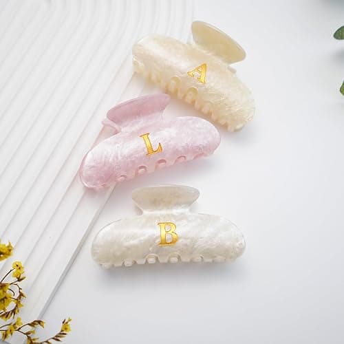 Fohufo Initial Cute Hair Clips - White Letter Elegant Hair Claw Clips, Fashion Glitter Claw Clips Durable Hair Clips, Wedding Gift, Bridesmaid Gifts, Birthday Gifts, Christmas Gift, Letter J thumbnail 6