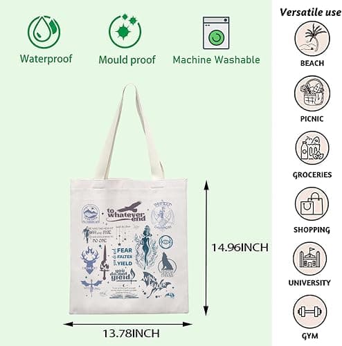 FOTAP TOG Merch To Whatever End Inspire Tote Bag Book Lover Gift Throne of Glass Shoulder Bag S-J-M Gift thumbnail 3