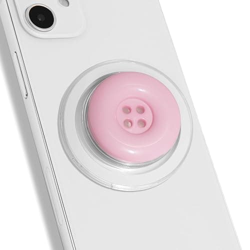 Solid Color Button Phone Grip – Minimalist Design, Durable and Lightweight, Grip and Stand for Smartphones (Baby Pink, Magnetic Type) - Image 1