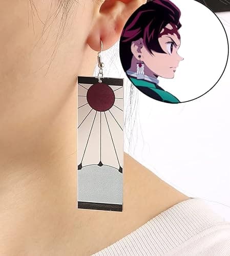 OEIOTEI Kamado Tanjirou-Ohrringe Cosplay-Zubehör Requisite Animation sekundäre periphere Ohrringe Acryl personalisierter Ohrring Kamado T-Fans-Geschenk Geschenk für Anime-Enthusiasten thumbnail 2