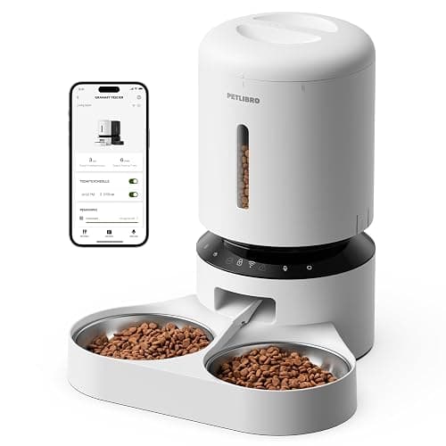 PETLIBRO 5L Automatic Cat Feeder for 2 Cats, 5G&2.4G Wi-Fi Programmable Cat Food Dispenser with Dual Stainless Steel Bowls, Airtight Lock Fresh Technology, Low Food Sensor - Image 1