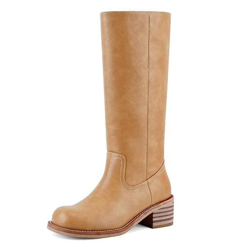 VBDB Women's Knee High Boots Square Toe Chunky Block Heel Long Boots for Women Comfortable Low Heel Womens Boots - Image 1