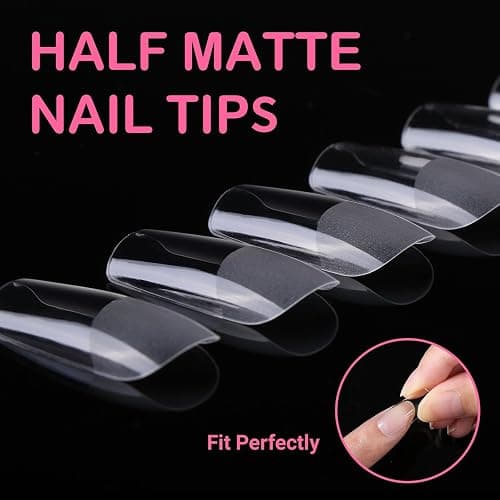 Diboniur 550 Pièces Capsule Americaine Ongle Carré, Faux Ongles Moyen | Capsules en 11 tailles, idéales pour débutantes et manucure DIY rapide à la maison, effet naturel et couverture totale thumbnail 4