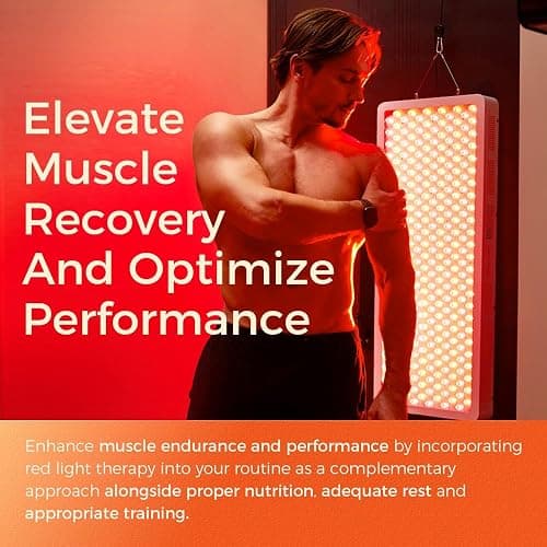 BestQool Red Light Therapy, Dual Chip Clinical Grade LED Device with Near-Infrared Light 660nm 850nm High Power Panel, Ideal for Body, Face, Recovery, Improve Sleep, Skin Health, 105W (Black 60) thumbnail 9