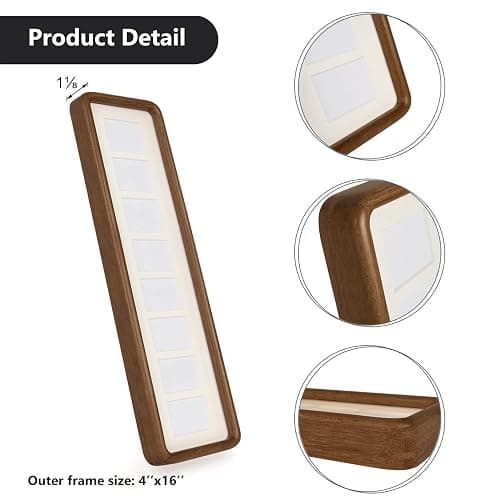 Hans 4"x16" Frames Collage Photo Frame Single Mat with Eight 1.5x2.5 Openings and Satin Solid Frame Horizontal or Vertical(8 Openings) thumbnail 7