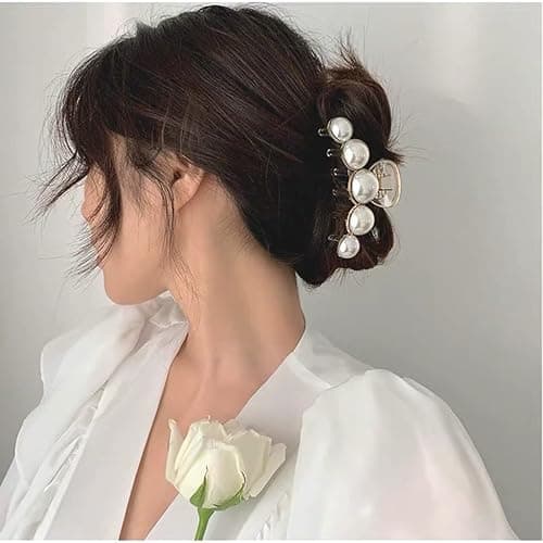 Mehayi 4 PCS Large Pearl Hair Claw Clips for Women Girls, Hair Barrette Clamps for Thick Thin Hair, Fashion Hair Accessories Headwear Styling Tools for Party Wedding thumbnail 3