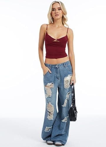 Navneet Women Layered Bra Draped Cowl Neck Tank Top Spaghetti Strap Cut Out Ruched Going Out Crop Cami Top thumbnail 5