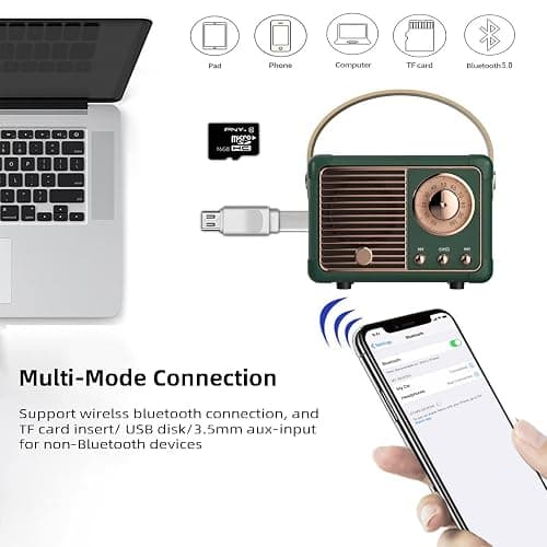 Baolira Retro Bluetooth Speaker, Portable Wireless Speaker with Crystal Clear Stereo Sound, Retro Decor for Bedroom Office Kitchen, Birthday Gifts Ideas for Women Men Teens (Green) thumbnail 2