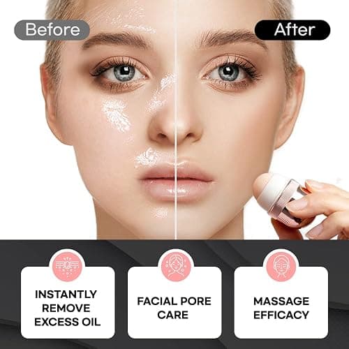 Korean Beauty Oil-Absorbing Volcanic Face Roller, Portable and Reusable Skincare Tool for Oily Skin, Shine Control, Oil Absorber tool for Face (Black) thumbnail 3