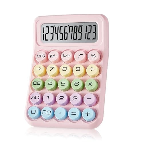 Electronic Calculator,12 Digits Large LCD Display Small Desktop Calculators,Pink Basic with Big Buttons,Easy to Press Mechanical Switch Calculator,4 Function Office Supplies for Home and School (Pink) - Image 1