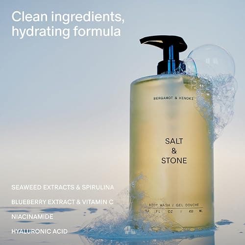 Salt & Stone Body Wash with Antioxidants for Deep Moisture | For Women & Men, Sulfate, Paraben, & Dye Free, Leaving Skin Soft and Hydrated | Bergamot & Hinoki 15.2 fl oz - Bergamot & Hinoki - 15.2 fl oz thumbnail 2