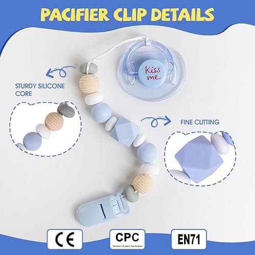 Aori Silicone Pacifier Clips Holder Flexible Binky Clip with Magnetic Pacifier for Lifelike Reborn Dolls - Blue thumbnail 3