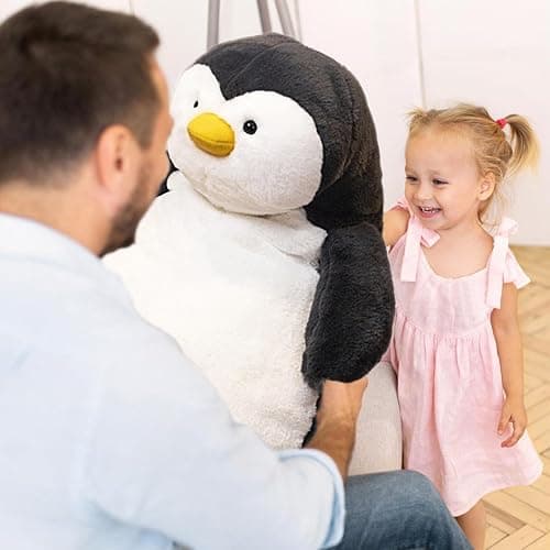 ARELUX 22in Large Penguin Plush Stuffed Animal Hugging Pillow:Soft Giant Sleeping Body Warm Fluffy Pillow Adorable Chubby Plushie Toy Creative Dormitory thumbnail 2