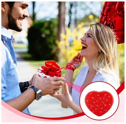 mpowtech Red Heart Shaped Compact Mirror for Purse,1x/2x Magnification Cute Travel Mirror with Glitter,2.76 inch Double-Sided Mini Folding Mirror,Small Pocket Mirror for Gift,Travel Essentials thumbnail 4