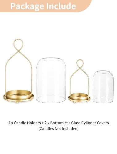 NUPTIO Glass Lanterns Decorative Outdoor: Gold Hurricane Candle Holders for Pillar Candles - Set of 2 Hanging Lantern for Home Thanksgiving Christmas Party Centerpiece thumbnail 8