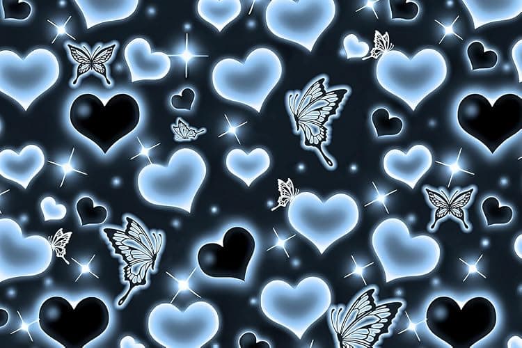 MEETSIOY Cute Black Blue Heart Tapestry Fantasy Blue Butterfly Aesthetic Tapestry Hippie 2000s Y2K Teen Girls Tapestries Wall Hanging for Women Nursery Bedroom Living Room Bedroom College Dorm thumbnail 8