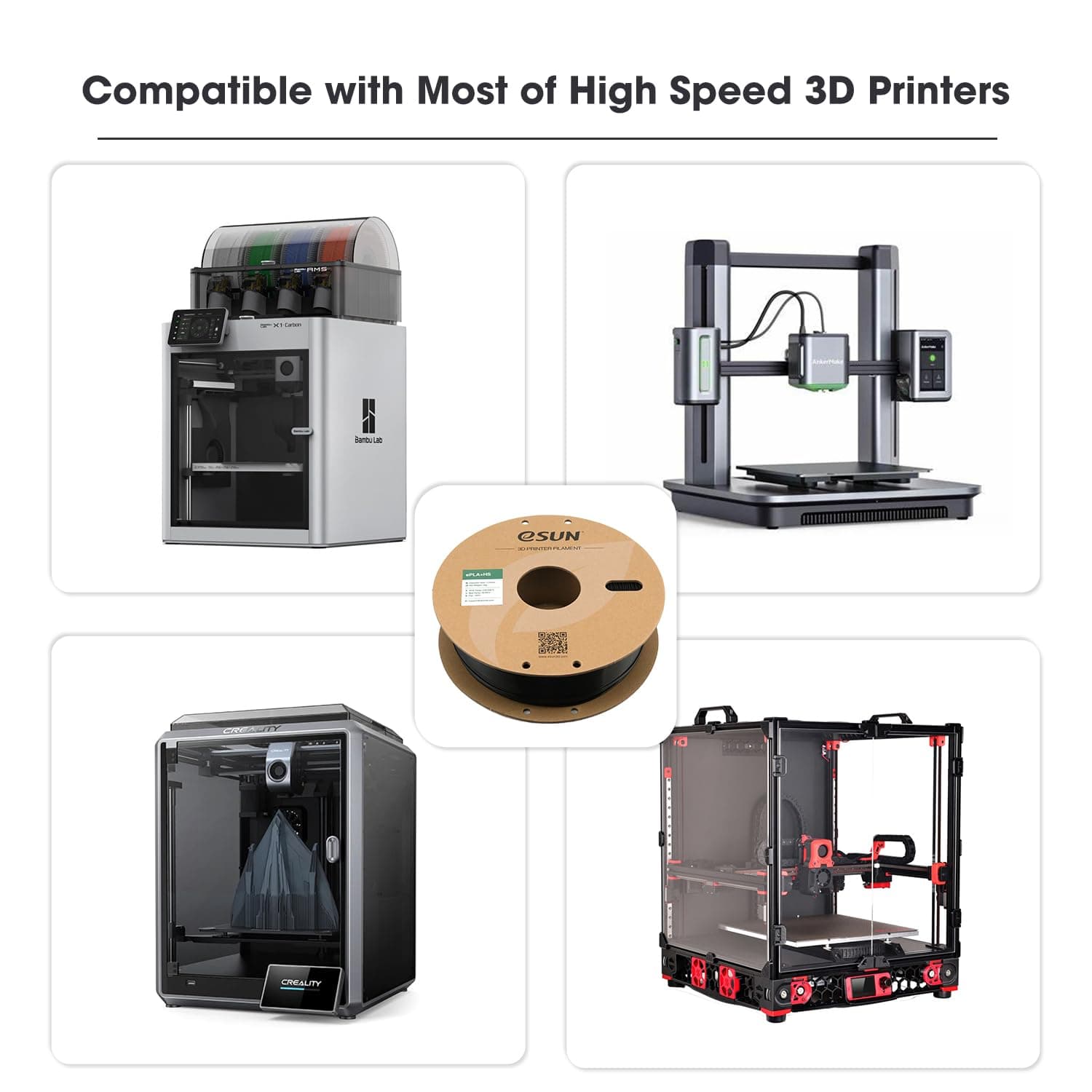 eSUN PLA+ Filament 1.75mm, PLA+HS High Speed 3D Printer Filament Dimensional Accuracy +/- 0.03mm, 1KG Spool (2.2 LBS) Speedy PLA+ Filament for High Speed Printers (Black, 1.75) thumbnail 4