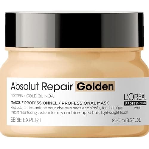 L'Oréal Professionnel Paris Maschera Gold professionale per capelli secchi e danneggiati Absolut Repair Serie Expert, Formula ristrutturante leggera, 250 ml - Image 1