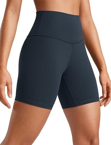 CRZ YOGA Womens ButterLuxe Biker Shorts 6 Inches - High Waisted Workout Running Volleyball Spandex Yoga - Small - True Navy - Image 1