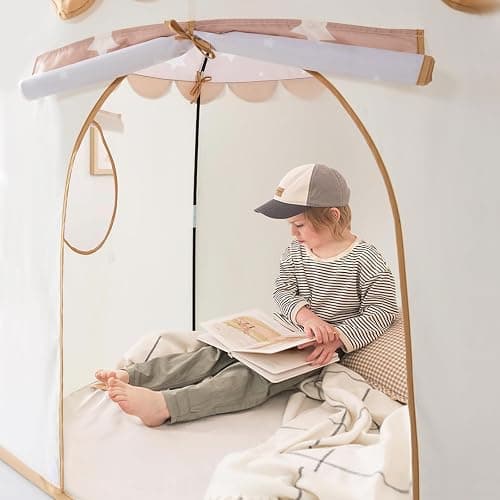 Tiny Land Kids Play Tent – Khaki Castle Tent for Kids Indoor, Neutral Toddler Tent for Girls & Boys, Portable Playhouse for Imaginative Play, Toys Gifts for 2 Year Old Girl & Boy thumbnail 10