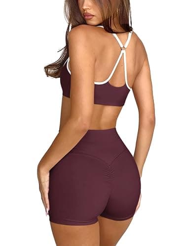 LASLULU Womens Adjustable Spaghetti Straps Sports Bra Sweetheart Neck Wireless Padded Workout Yoga Crop Tops thumbnail 4