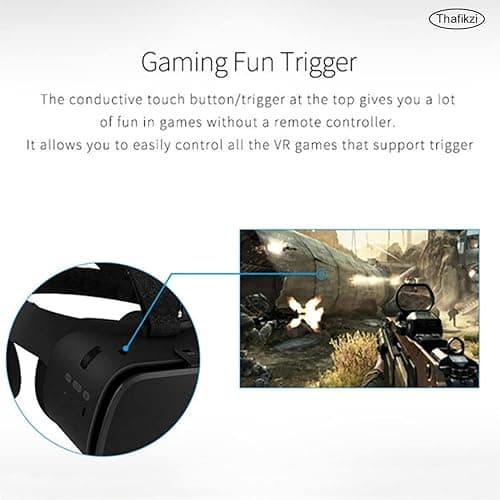 VR Headset for Phone, VR for Movies & Games Foldable 3D Virtual Reality Glasses Bluetooth VR for iPhone/Android Phones with 4.7-6.5’’ Screens, Great for Kids and Adults (Black) thumbnail 6