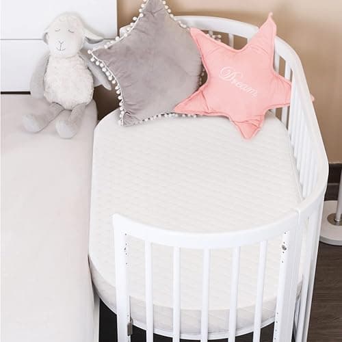Wonder Living Baby Bassinet Mattress, Breathable, Hypoallergenic, Premium Foam, Non-Toxic, Oval Shaped with Removal Waterproof Cover,15" x 30" x 2'', White thumbnail 8