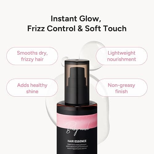 Korean Perfumed Hair Essence Oil Frizz Control Baby Powder Musk, 3.38 fl oz | 2-in-1 Moroccan Argan Oil Serum for dry, damaged hair, anti-frizz, shine & moisture lock. Lightweight, Paraben & sulfate free thumbnail 2