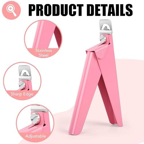 False Nail Clippers with Magnets Stainless Steel Nail Cutter for Acrylic Nail Nail Clippers with 15Pcs Small Magnets for Home Salon Nail Art（Baby Pink） - Baby Pink thumbnail 3