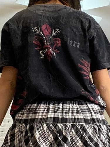 Women Fairy Grunge Clothes Y2k Short Sleeve Oversized Shirt Graphic Print Emo Top Aesthetic Vintage Teen Girl Tee thumbnail 5