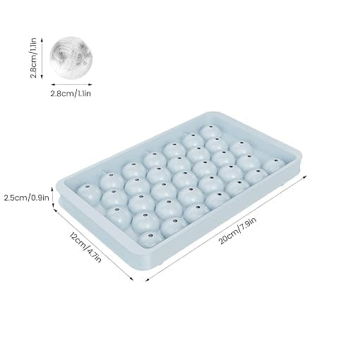 Round Ice Cube Tray with Lid, 66 Ice Ball Molds for Freezer, Easy to Remove Sphere Ice Making Mold for Water Whiskey Cocktail Tea Coffee (Blue+Pink) thumbnail 3