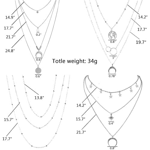 RINHOO FRIENDSHIP 4-6Pcs Multiple Layered Necklaces for Women Choker Necklace with Moon Star Coin Chain Necklace Jewelry for Women thumbnail 2